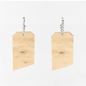 Zara Gold Ticket Tag Drop Earrings